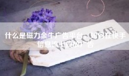 什么是磁力金牛广告平台，如何在快手信息流上投放广告