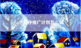 小程序推广计划怎么做