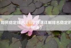 如何稳定排名（15个段落详解排名稳定的秘诀）