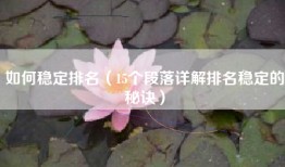 如何稳定排名（15个段落详解排名稳定的秘诀）