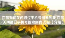 百度如何关闭通过手机号搜索到我 百度关闭通过手机号搜索到我 方法【介绍】