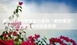 把握磁力引擎教育行业的“素材美学” 提升素材投放效率