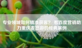 专业领域如何精准获客？ 看百度营销助力重庆麦悠游的经典案例