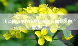 浅谈微信小程序商店在朋友圈怎么做广告推广？