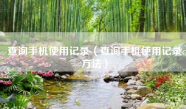 查询手机使用记录（查询手机使用记录方法）
