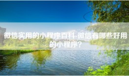 微信实用的小程序百科-微信有哪些好用的小程序？