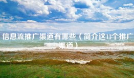 信息流推广渠道有哪些（简介这13个推广渠道）