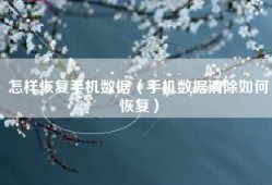 怎样恢复手机数据（手机数据清除如何恢复）