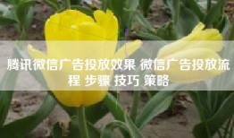 腾讯微信广告投放效果 微信广告投放流程 步骤 技巧 策略