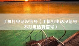 手机打电话没信号（手机打电话没信号不打电话有信号）