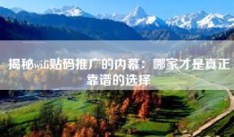 揭秘wifi贴码推广的内幕：哪家才是真正靠谱的选择