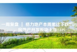 一周复盘 ｜ 格力地产本周累计下跌2.55%，房地产开发板块上涨2.84%