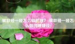 银联碰一碰怎么做代理？(银联碰一碰怎么做代理赚钱)