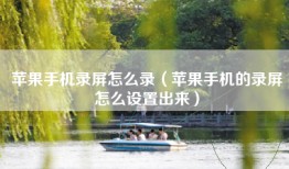 苹果手机录屏怎么录（苹果手机的录屏怎么设置出来）