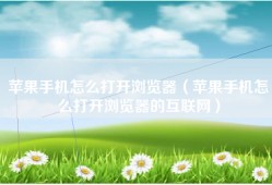 苹果手机怎么打开浏览器（苹果手机怎么打开浏览器的互联网）