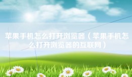 苹果手机怎么打开浏览器（苹果手机怎么打开浏览器的互联网）