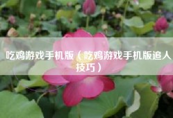 吃鸡游戏手机版（吃鸡游戏手机版追人技巧）