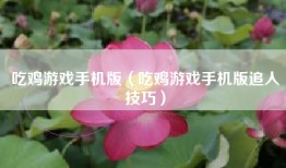 吃鸡游戏手机版（吃鸡游戏手机版追人技巧）