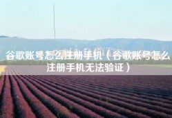 谷歌账号怎么注册手机（谷歌账号怎么注册手机无法验证）
