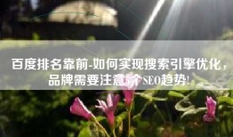 百度排名靠前-如何实现搜索引擎优化，品牌需要注意5个SEO趋势!