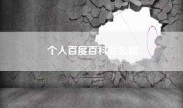 个人百度百科怎么做