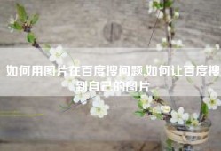 如何用图片在百度搜问题,如何让百度搜到自己的图片