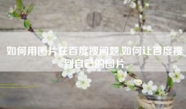 如何用图片在百度搜问题,如何让百度搜到自己的图片