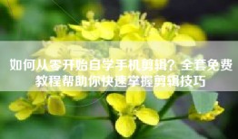 如何从零开始自学手机剪辑？全套免费教程帮助你快速掌握剪辑技巧