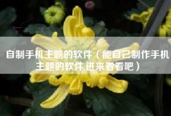 自制手机主题的软件（能自己制作手机主题的软件,进来看看吧）