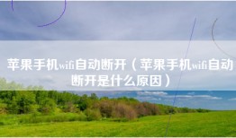苹果手机wifi自动断开（苹果手机wifi自动断开是什么原因）