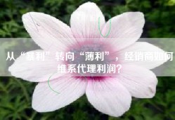 从“暴利”转向“薄利”，经销商如何维系代理利润？