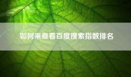 如何来查看百度搜索指数排名