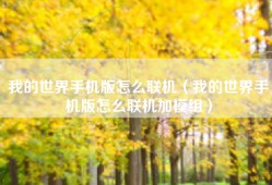 我的世界手机版怎么联机（我的世界手机版怎么联机加模组）