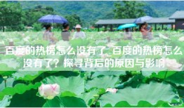 百度的热榜怎么没有了_百度的热榜怎么没有了？探寻背后的原因与影响