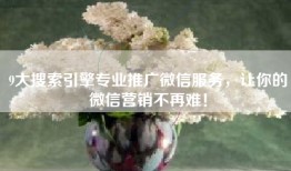 9大搜索引擎专业推广微信服务，让你的微信营销不再难！