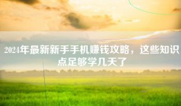 2024年最新新手手机赚钱攻略，这些知识点足够学几天了