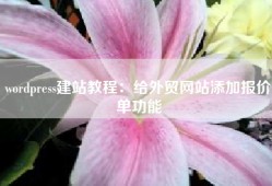 wordpress建站教程：给外贸网站添加报价单功能