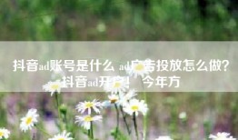 抖音ad账号是什么 ad广告投放怎么做？抖音ad开户！ 今年方