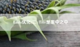 Baidu优化(二) Title是重中之中