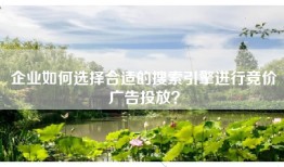 企业如何选择合适的搜索引擎进行竞价广告投放？