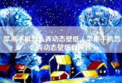 苹果手机怎么弄动态壁纸（苹果手机怎么弄动态壁纸有声音）