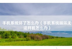 手机系统坏了怎么办（手机系统损坏无法开机怎么办）