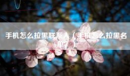 手机怎么拉黑联系人（手机怎么拉黑名单？）