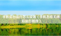 手机后台运行怎么设置（手机怎样关闭后运行程序）