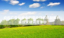 必应广告投放中的竞价排名机制解析：赢在关键词竞争中
