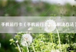 手机运行卡（手机运行卡怎么解决方法）