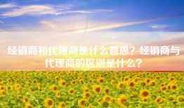 经销商和代理商是什么意思？经销商与代理商的区别是什么？