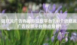 信息流广告有哪些投放平台？14个信息流广告投放平台特点分析！