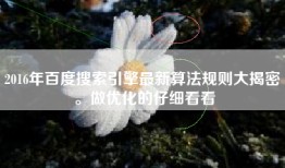 2016年百度搜索引擎最新算法规则大揭密 。做优化的仔细看看