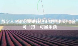 数字人民币可视硬钱包正式推出 可“碰”可“扫”可显余额